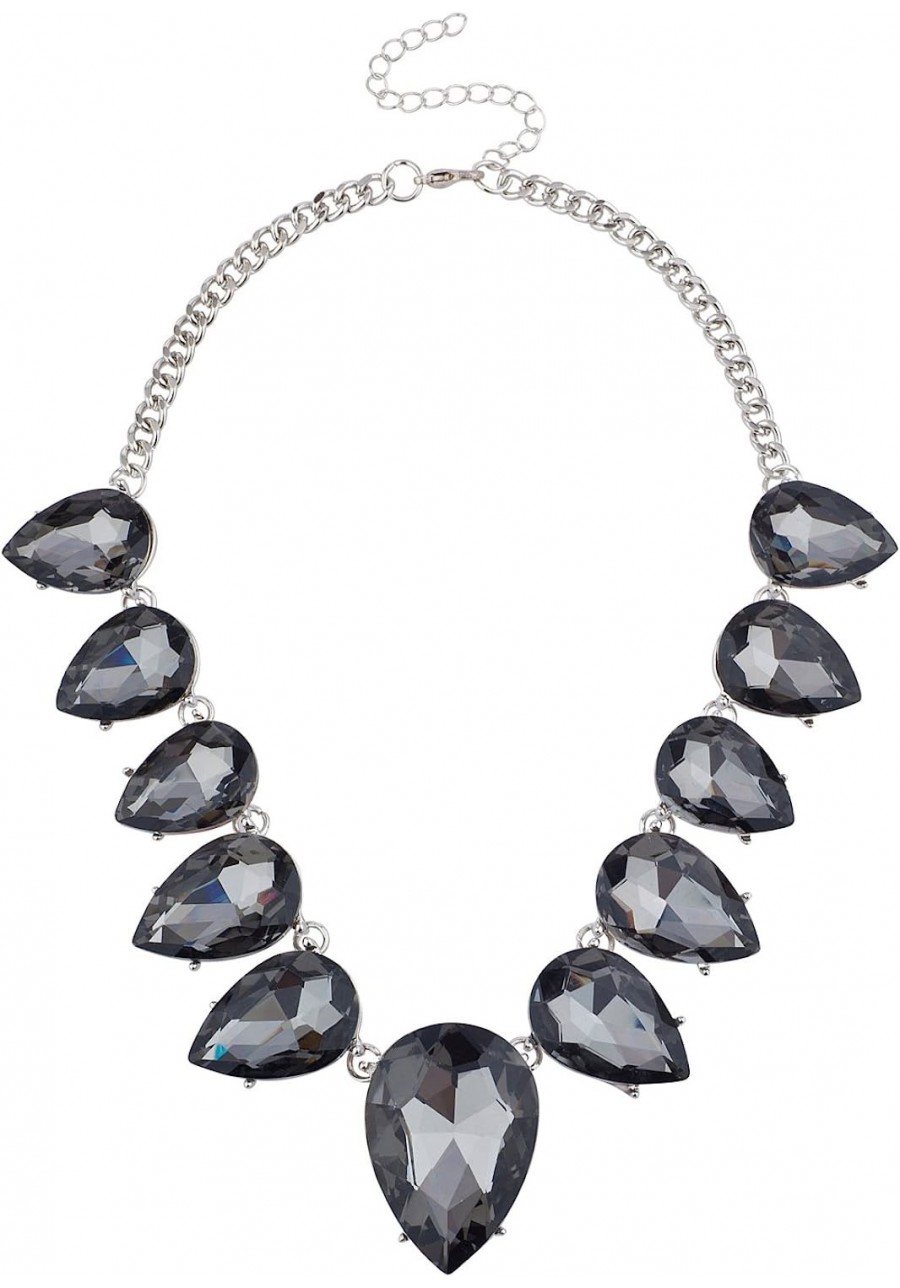 Oval Teardrop Crystal Teardrop Stone Statement Bib Necklace $9.66 Chains