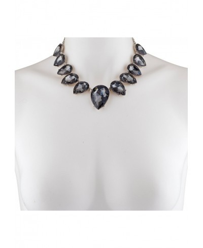 Oval Teardrop Crystal Teardrop Stone Statement Bib Necklace $9.66 Chains