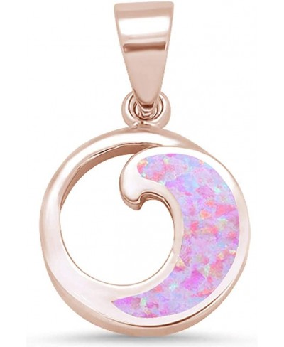 Sterling Silver Created Opal Wave Pendant $17.33 Pendants & Coins