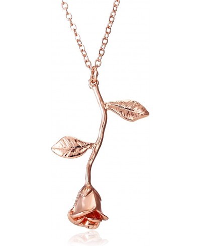 Rose Flower Pendant Necklace 18K Gold Plated Silver Rose Jewelry Gift for Women Girl $12.19 Pendant Necklaces