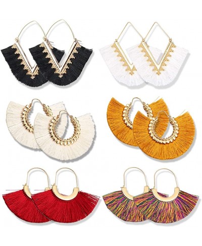 2 Pairs Colorful Statement Tassel Earrings Bohemian V Shape Hanging Fringe Dangle Earrings for Women Girls Fashion Jewelry $1...