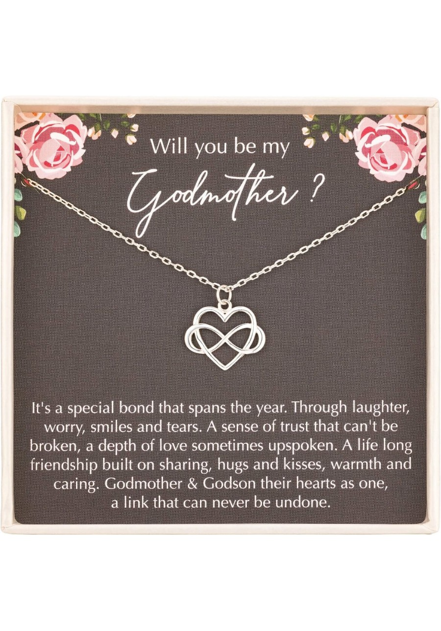 Godmother Proposal Gift Gift for Godmother from Godson Godmother & Godson Necklace 925 Sterling Silver Tiny Infinity Heart Ne...