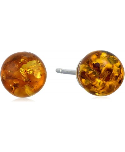 Honey Amber and Sterling Silver Small Stud Ball Earrings 8mm $21.83 Ball