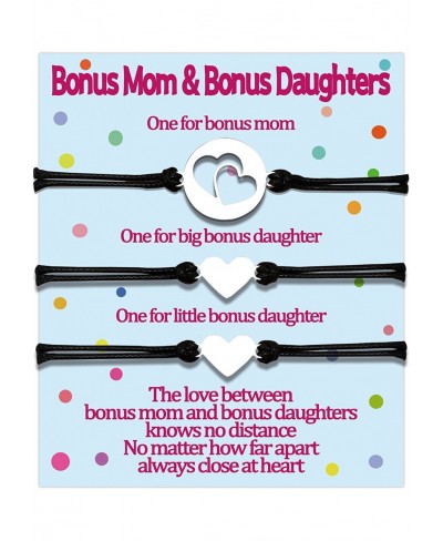 2 Bonus Daughter Bonus Mom Bracelets Gifts for Bonus Mother Stepmom and 2 Bonus Daughters Stepmother Stepdaughter Matching Br...