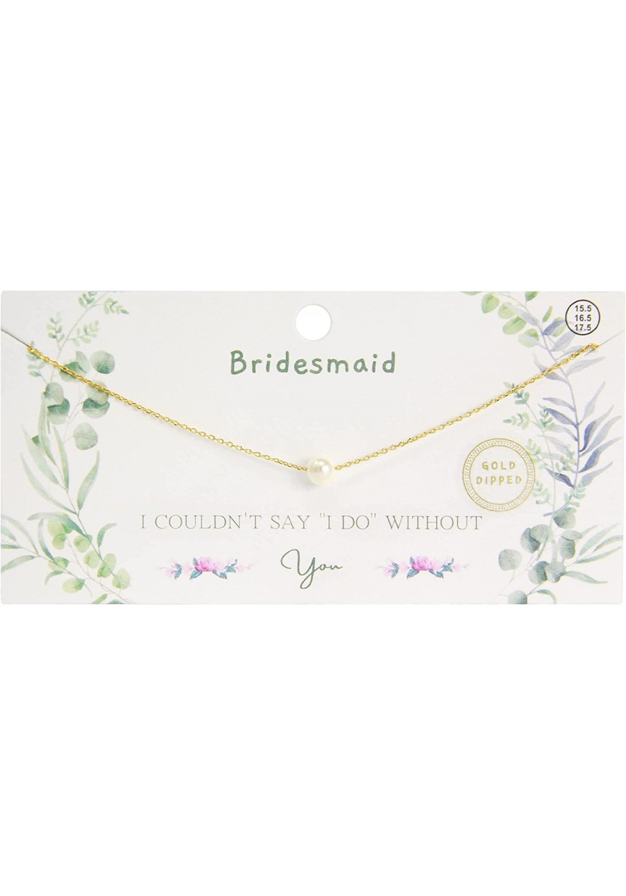 Bridesmaid Jewelry Pearl Pendant Gold Silver Necklace Personalized Bridesmaid Gift I Couldn't Say" I Do" Without You $18.84 P...