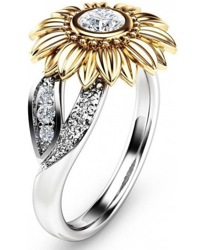 Sunflower Rings for Women Sterling Silver You are My Sunshine Statement Ring with Cubic Zirconial Floral Diamond Ring Band Gi...