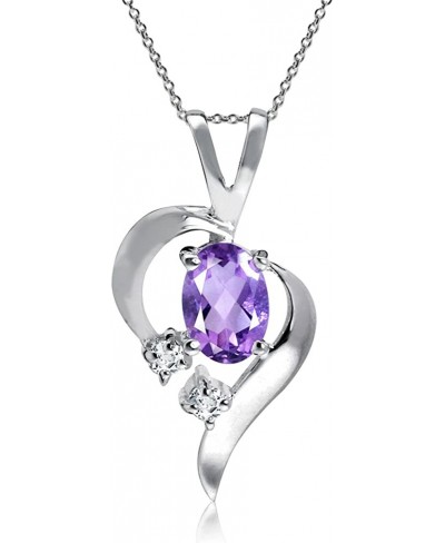 Natural Gemstone 925 Sterling Silver Modern Heart Pendant with 18 Inches Chain Necklace $15.58 Pendants & Coins