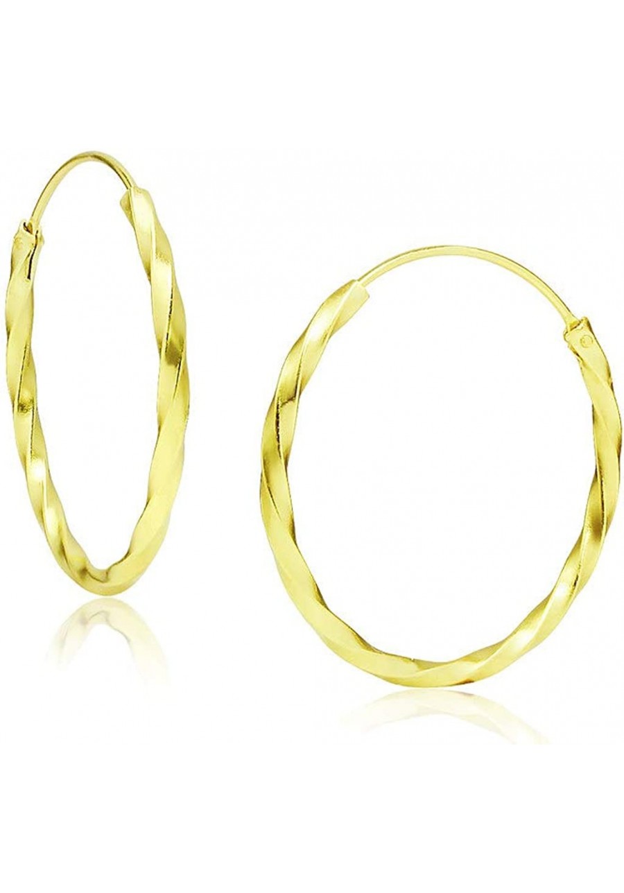 1.8mm Thick 925 Sterling Silver Twisted Hoop Earrings Size 20mm 25mm 30mm 35mm $23.19 Hoop