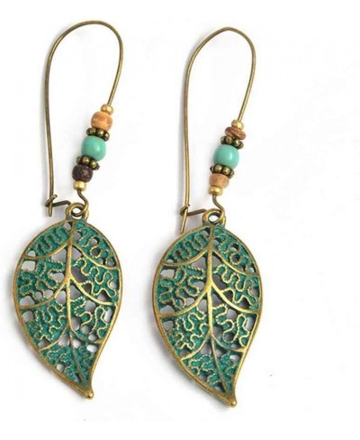 1 Pair Women Ethnic Leaf Earring Girl Stone Dangle Earrings Vintage Bohemian Drop Earrings Lady Jewelry Superiorâ€‚Quality an...