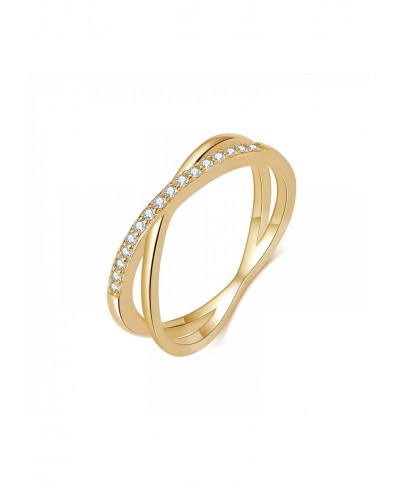 14K Gold Plated X Ring Cubic Zirconia Criss-Cross Ring for Women $11.71 Statement