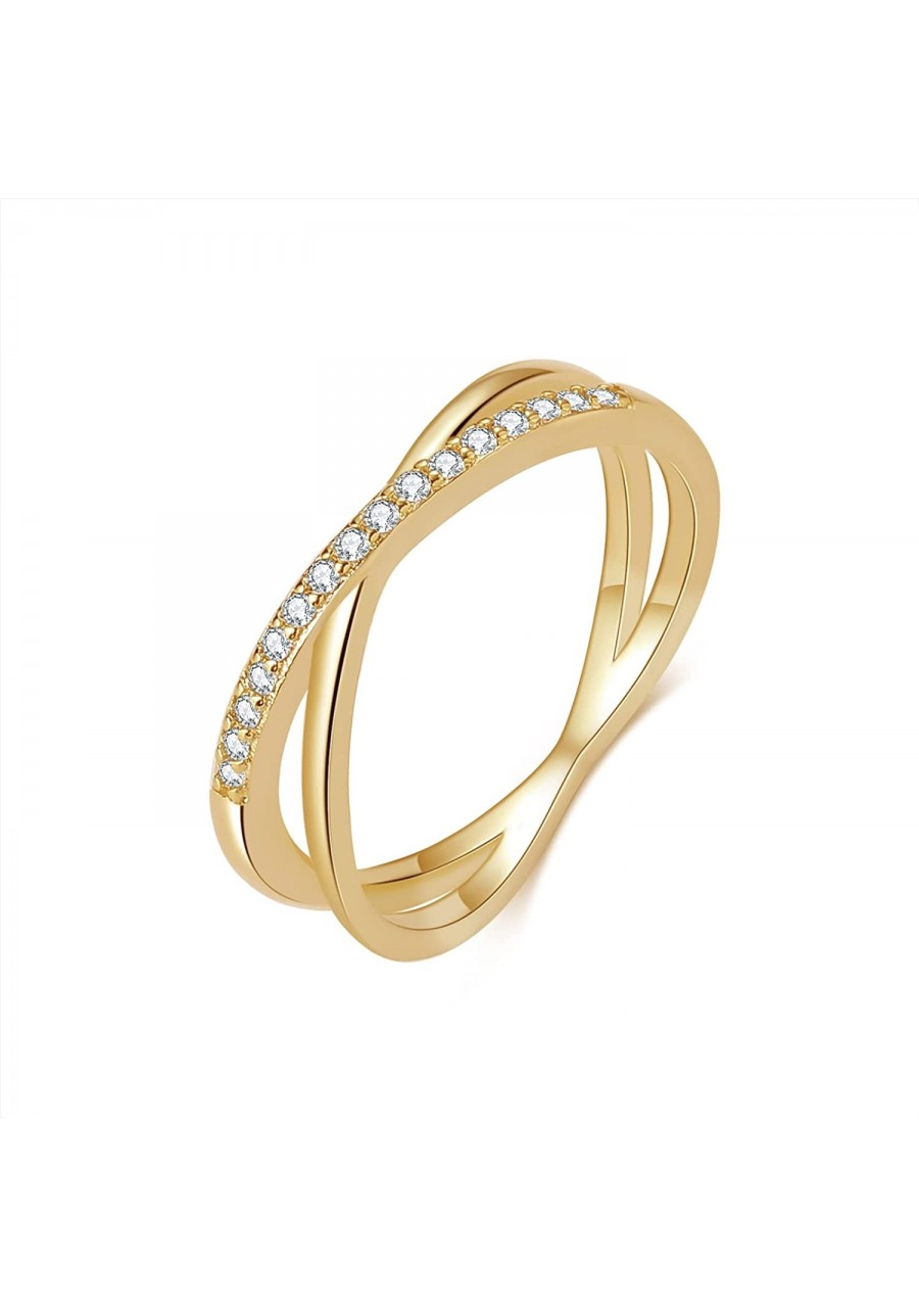 14K Gold Plated X Ring Cubic Zirconia Criss-Cross Ring for Women $11.71 Statement