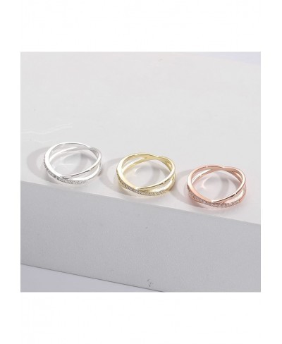 14K Gold Plated X Ring Cubic Zirconia Criss-Cross Ring for Women $11.71 Statement