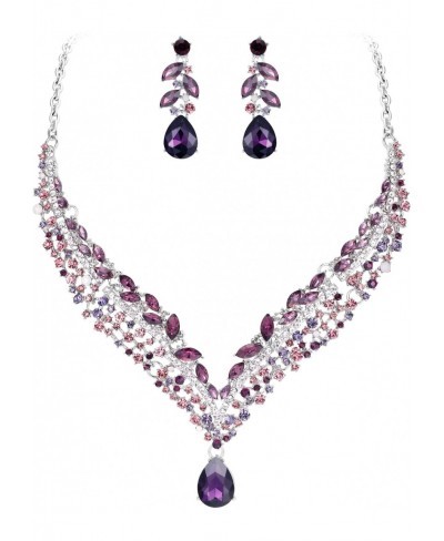 Women's Austrian Crystal Decorative Leaf Teardrop Necklace Earrings Set $32.39 Jewelry Sets