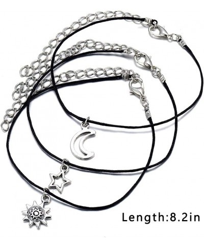 Boho Anklets Set Black Moon Anklet Bracelets Sunflower Beach Foot Jewelry Adjustable for Women and Girls (3Pcs) $13.88 Anklets