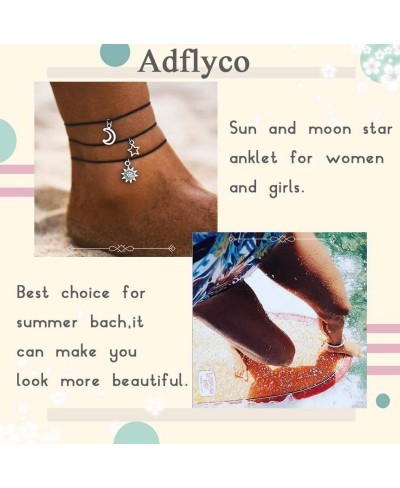 Boho Anklets Set Black Moon Anklet Bracelets Sunflower Beach Foot Jewelry Adjustable for Women and Girls (3Pcs) $13.88 Anklets