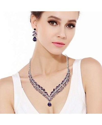 Women's Austrian Crystal Decorative Leaf Teardrop Necklace Earrings Set $32.39 Jewelry Sets