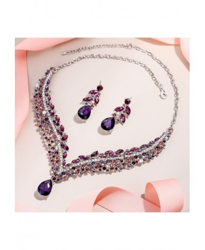 Women's Austrian Crystal Decorative Leaf Teardrop Necklace Earrings Set $32.39 Jewelry Sets