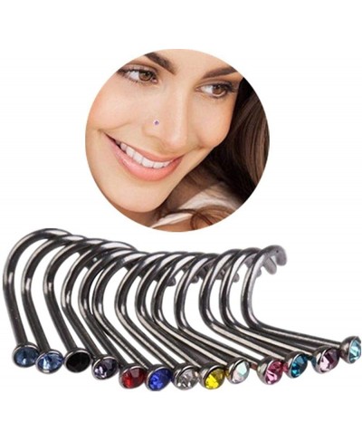 120PCS 20G Stainless Steel Nose Rings Stud Set 1.8mm CZ Crystal Screw Nose Ear Bone Studs Nostril Piercing Jewelry for Women ...