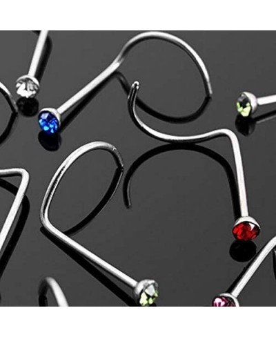 120PCS 20G Stainless Steel Nose Rings Stud Set 1.8mm CZ Crystal Screw Nose Ear Bone Studs Nostril Piercing Jewelry for Women ...