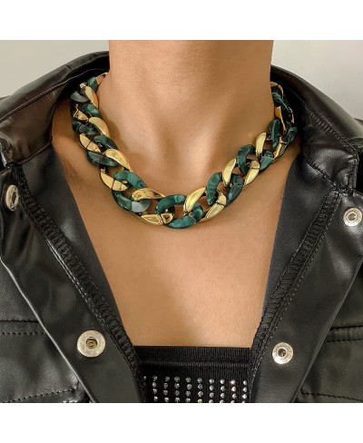 Acrylic Cuban Link Chain Choker Necklace Punk Hip Hop Chunky Chain Necklace Vintage Collar Necklace Colorful for Women Girls ...