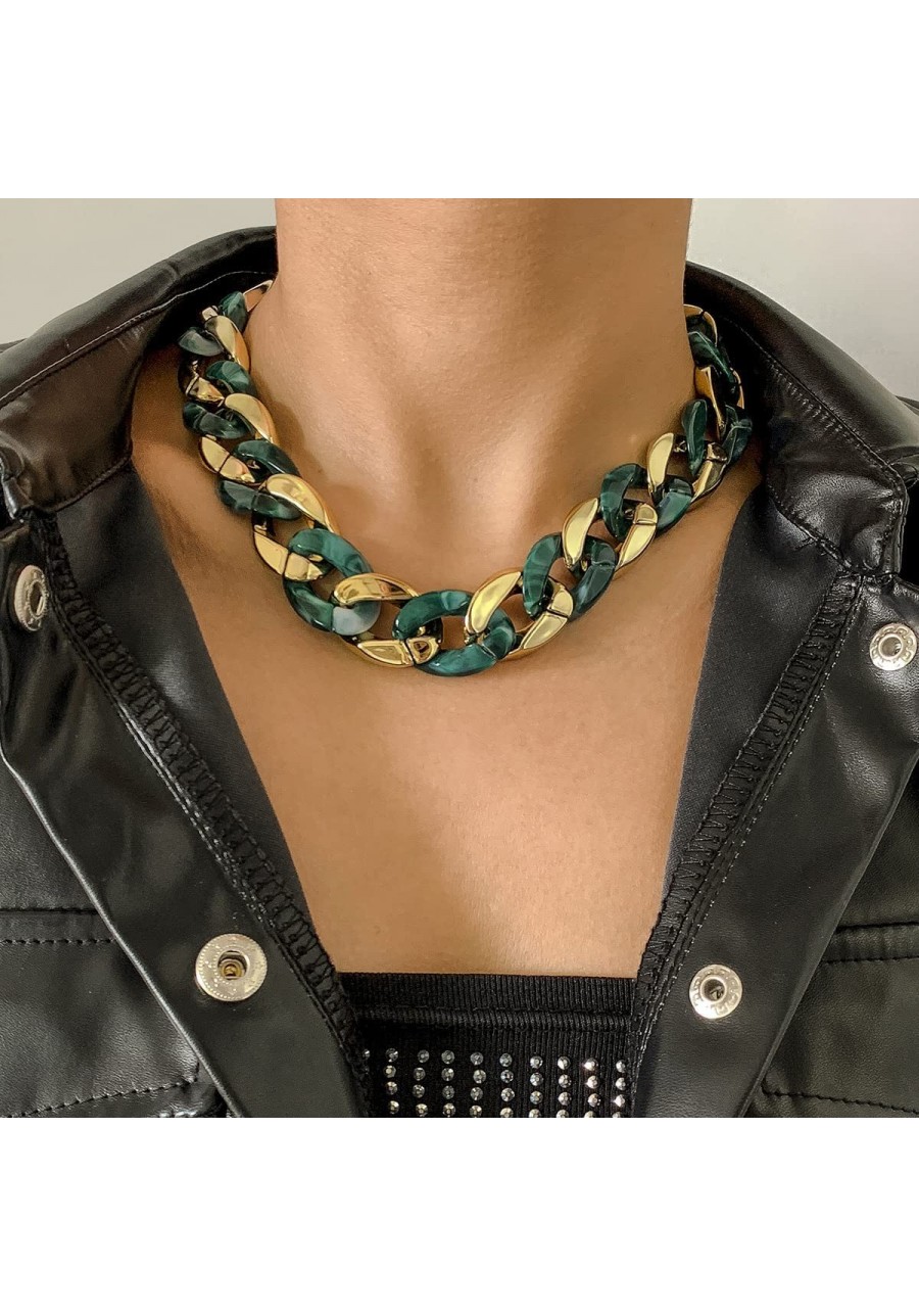 Acrylic Cuban Link Chain Choker Necklace Punk Hip Hop Chunky Chain Necklace Vintage Collar Necklace Colorful for Women Girls ...