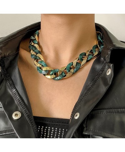 Acrylic Cuban Link Chain Choker Necklace Punk Hip Hop Chunky Chain Necklace Vintage Collar Necklace Colorful for Women Girls ...