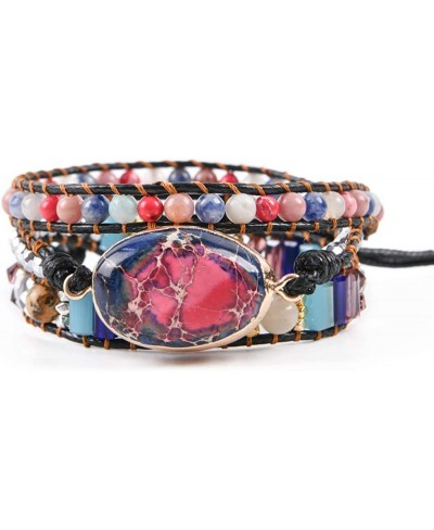 Boho Handmade Leather Stone Bead Bracelet Collection $17.54 Wrap