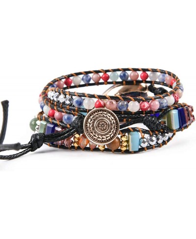 Boho Handmade Leather Stone Bead Bracelet Collection $17.54 Wrap