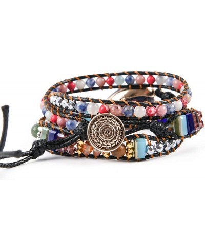 Boho Handmade Leather Stone Bead Bracelet Collection $17.54 Wrap