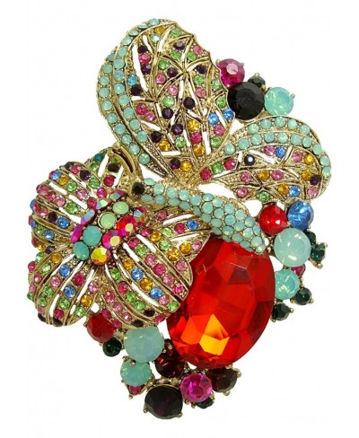 Charming Butterfly Flower Colorful Austria Crystal Gold-Tone Brooch Pin $17.61 Brooches & Pins