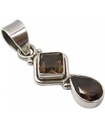 Solid Sterling Silver Natural 6 x 6 6 x 9 mm Smoky Quartz Pendant 1.3 $21.97 Pendants & Coins