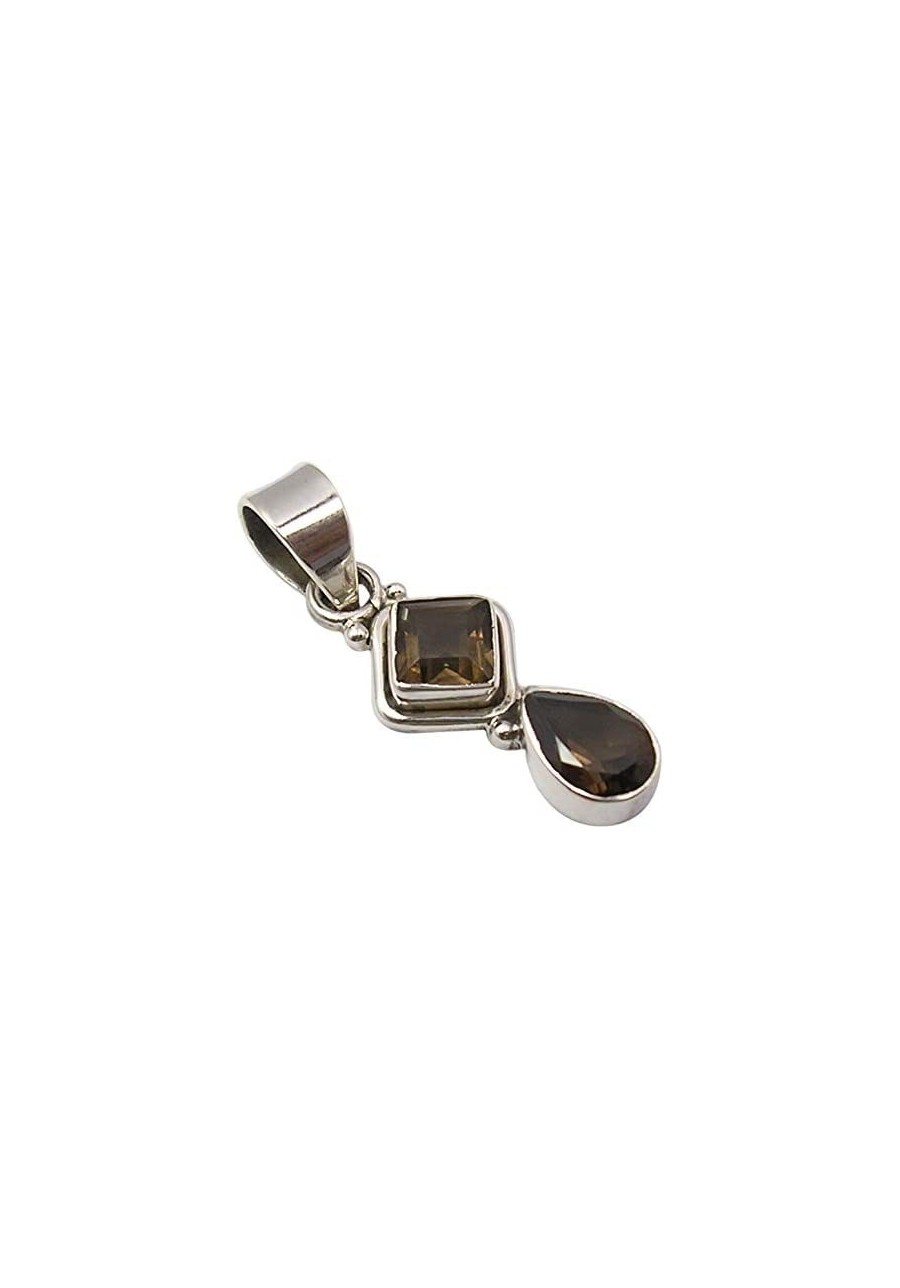 Solid Sterling Silver Natural 6 x 6 6 x 9 mm Smoky Quartz Pendant 1.3 $21.97 Pendants & Coins