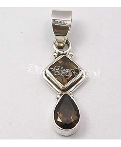 Solid Sterling Silver Natural 6 x 6 6 x 9 mm Smoky Quartz Pendant 1.3 $21.97 Pendants & Coins