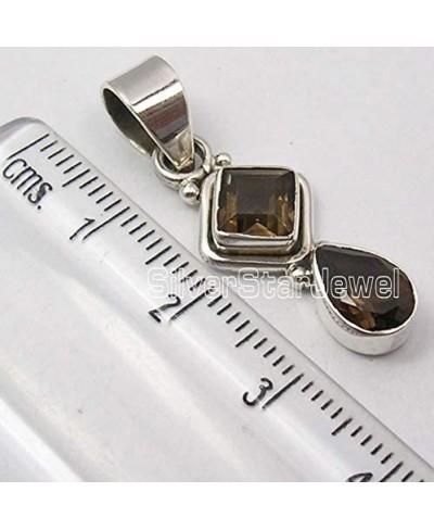 Solid Sterling Silver Natural 6 x 6 6 x 9 mm Smoky Quartz Pendant 1.3 $21.97 Pendants & Coins