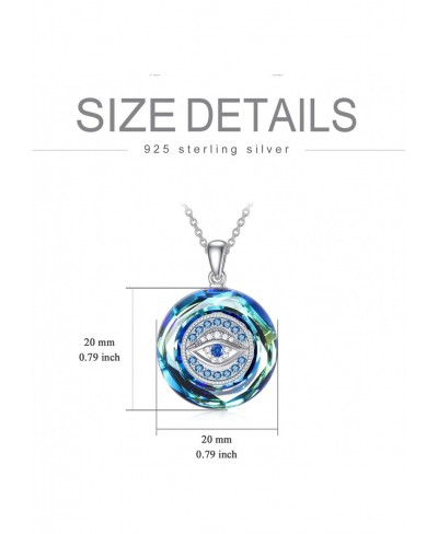 Blue Evil Eye Protection Necklace Sterling Silver Round Crystal Blue Evil Eye Necklace Good Luck Round Eye Pendant Necklace G...