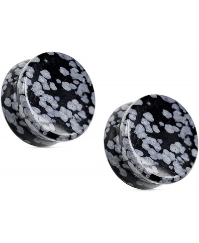 Natural Snowflake Obsidian Semi-Precious Stone Saddle Plugs Sold as a Pair $11.06 Piercing Jewelry