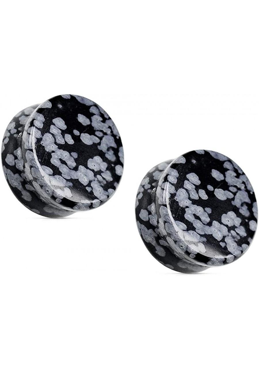 Natural Snowflake Obsidian Semi-Precious Stone Saddle Plugs Sold as a Pair $11.06 Piercing Jewelry