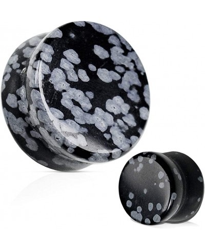 Natural Snowflake Obsidian Semi-Precious Stone Saddle Plugs Sold as a Pair $11.06 Piercing Jewelry