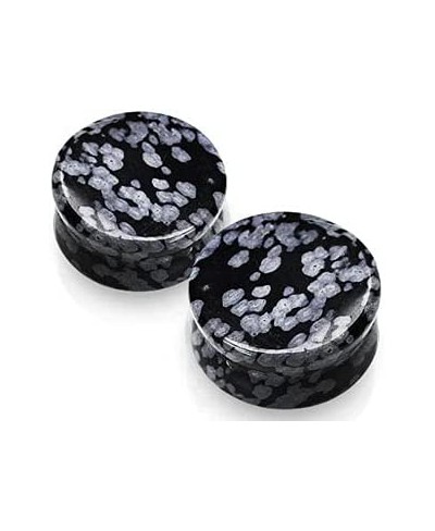 Natural Snowflake Obsidian Semi-Precious Stone Saddle Plugs Sold as a Pair $11.06 Piercing Jewelry