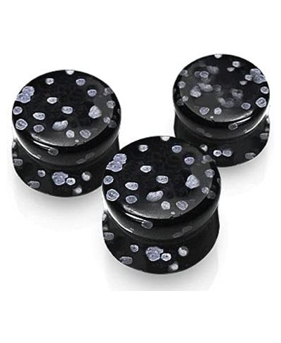 Natural Snowflake Obsidian Semi-Precious Stone Saddle Plugs Sold as a Pair $11.06 Piercing Jewelry