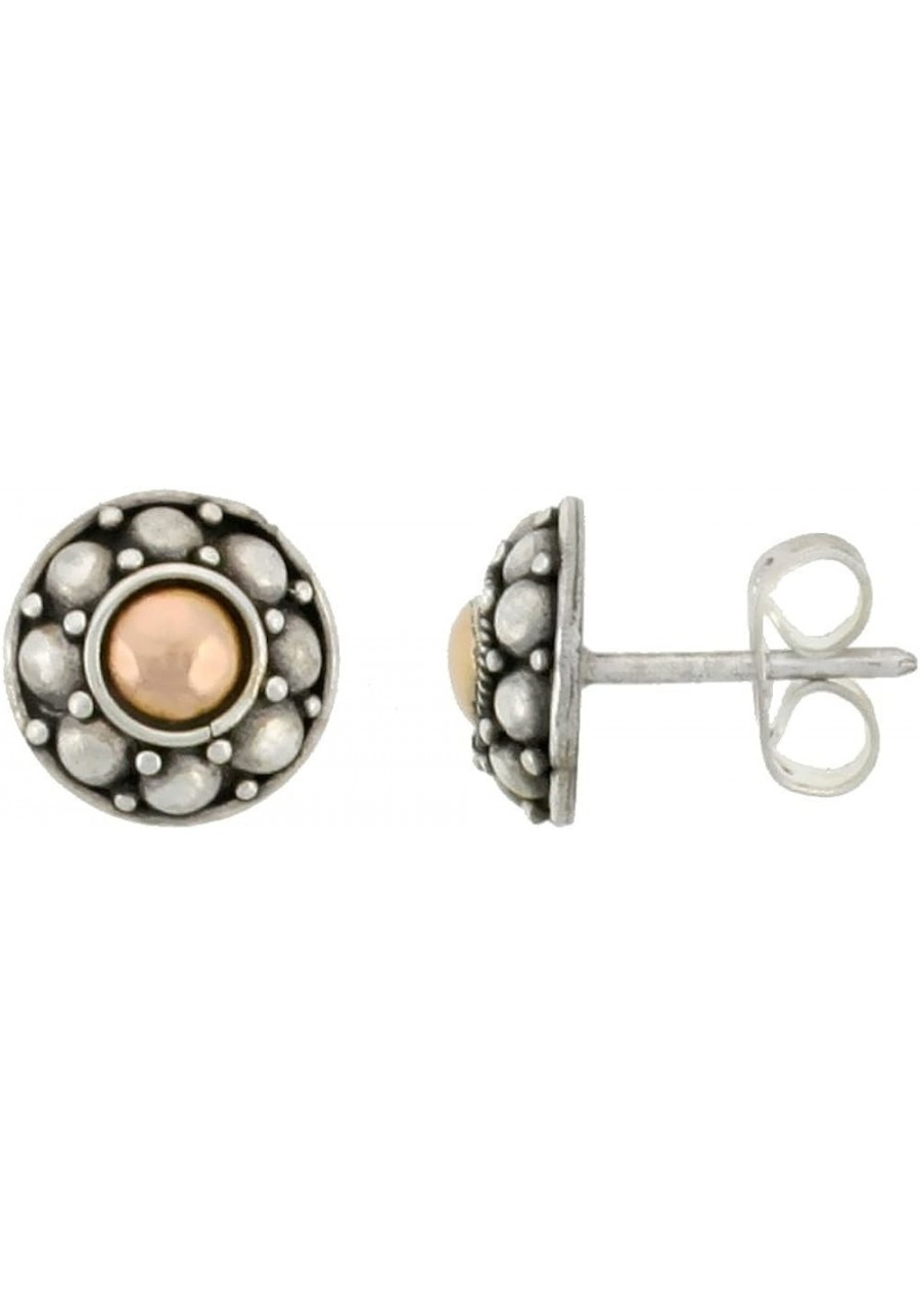 Sterling Silver Flower Stud Earrings Accented Real 18k Gold 5/16 inch tall $27.69 Stud