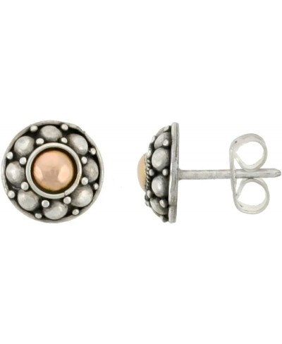 Sterling Silver Flower Stud Earrings Accented Real 18k Gold 5/16 inch tall $27.69 Stud