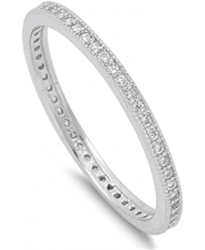 Cubic Zirconia Eternity Wedding Band .925 Sterling Silver Ring Size 4-11 $15.76 Eternity Rings