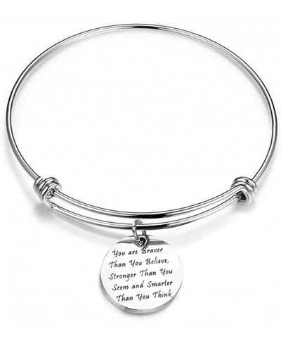 You are Braver Than You Believe Charm Bracelet Inspirational Quote Bracelet $10.91 Charms & Charm Bracelets