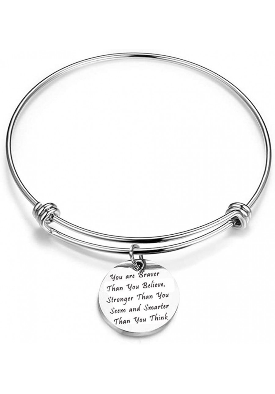 You are Braver Than You Believe Charm Bracelet Inspirational Quote Bracelet $10.91 Charms & Charm Bracelets