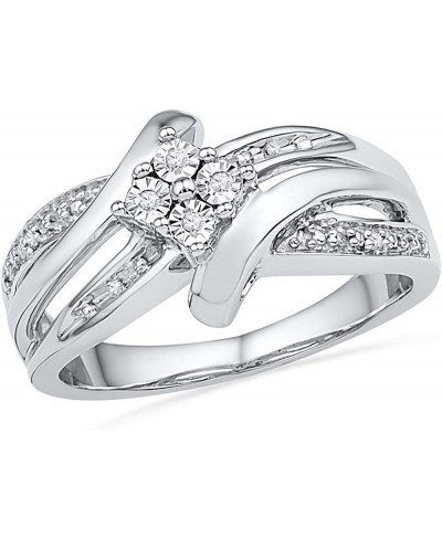 Sterling Silver Round Diamond Bypass Fashion Ring (0.03 cttw) size 6.5 $27.63 Statement