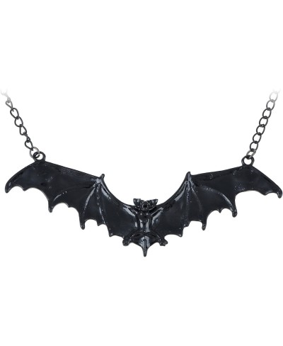 Frightening Halloween Enamel Paint Flying Bat Metal Chain Pendant Necklace $23.13 Pendant Necklaces