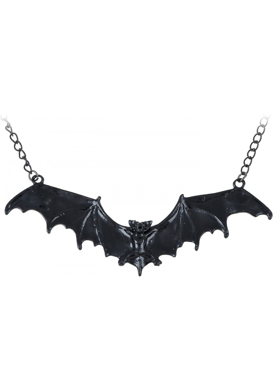 Frightening Halloween Enamel Paint Flying Bat Metal Chain Pendant Necklace $23.13 Pendant Necklaces