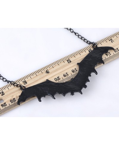 Frightening Halloween Enamel Paint Flying Bat Metal Chain Pendant Necklace $23.13 Pendant Necklaces