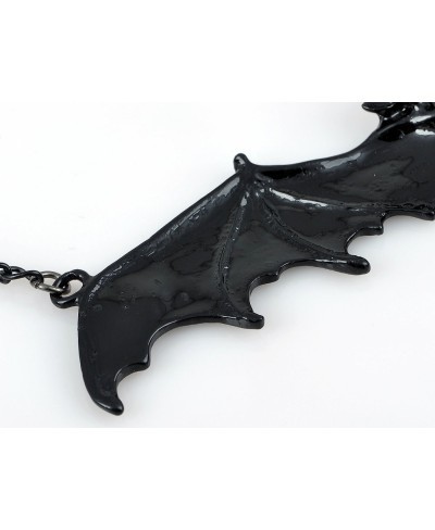 Frightening Halloween Enamel Paint Flying Bat Metal Chain Pendant Necklace $23.13 Pendant Necklaces